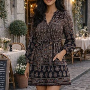 Sal Rosa Florence Belted Boho Mini Dress
